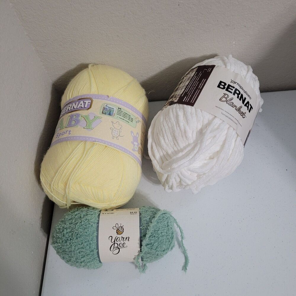 NEW Yarn Lot Bernat Blanket 3 items yarn bee soft Baby crochet hobby fun